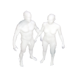 Examples of man and woman dummies, with mobile articulation.