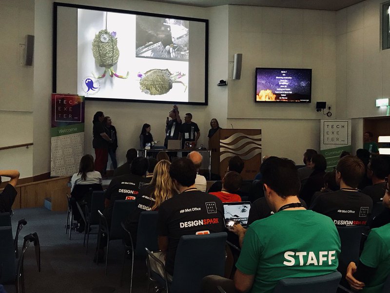 Here's the team presenting our challenge - thanks to SpaceAppsExeter and Design Spark for the photo :)