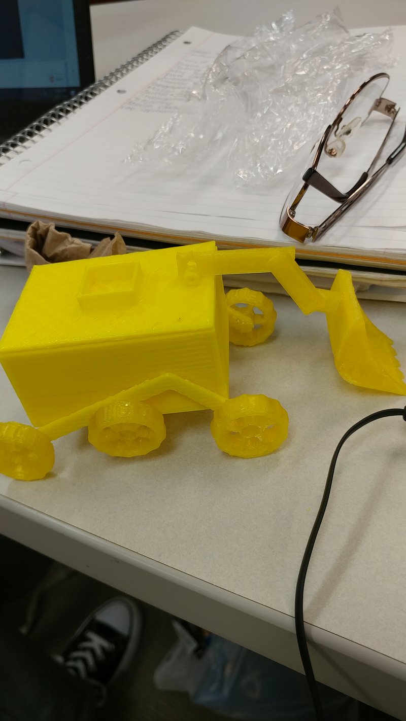 we used super glue to carefully glue together the first fully printed rover. lookin great