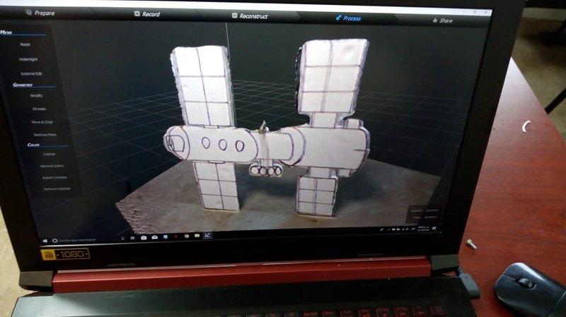 3D modeling of the scale model of the iss, notese the proving dents can be clearly noticed