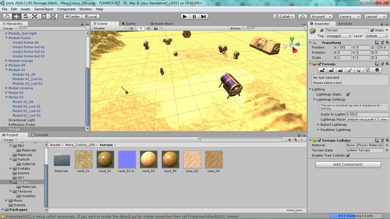 Update of scenery of Mars in Unity 3D