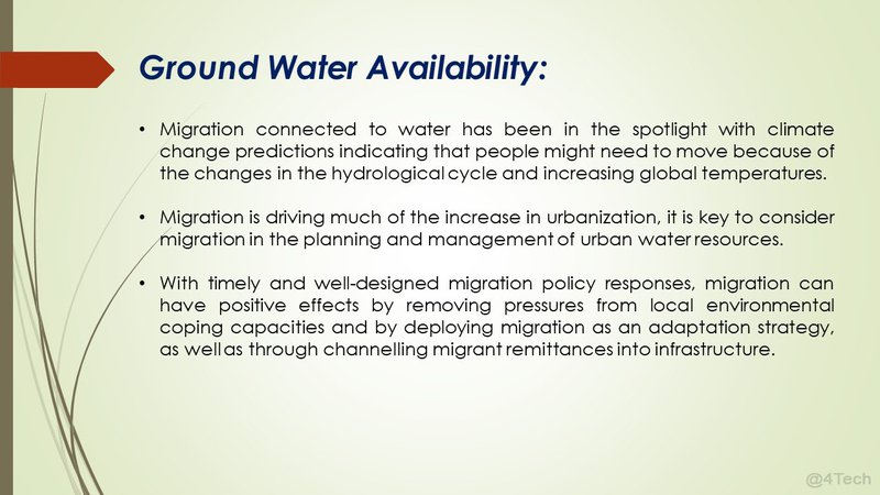 Migration due to Ground Water availability