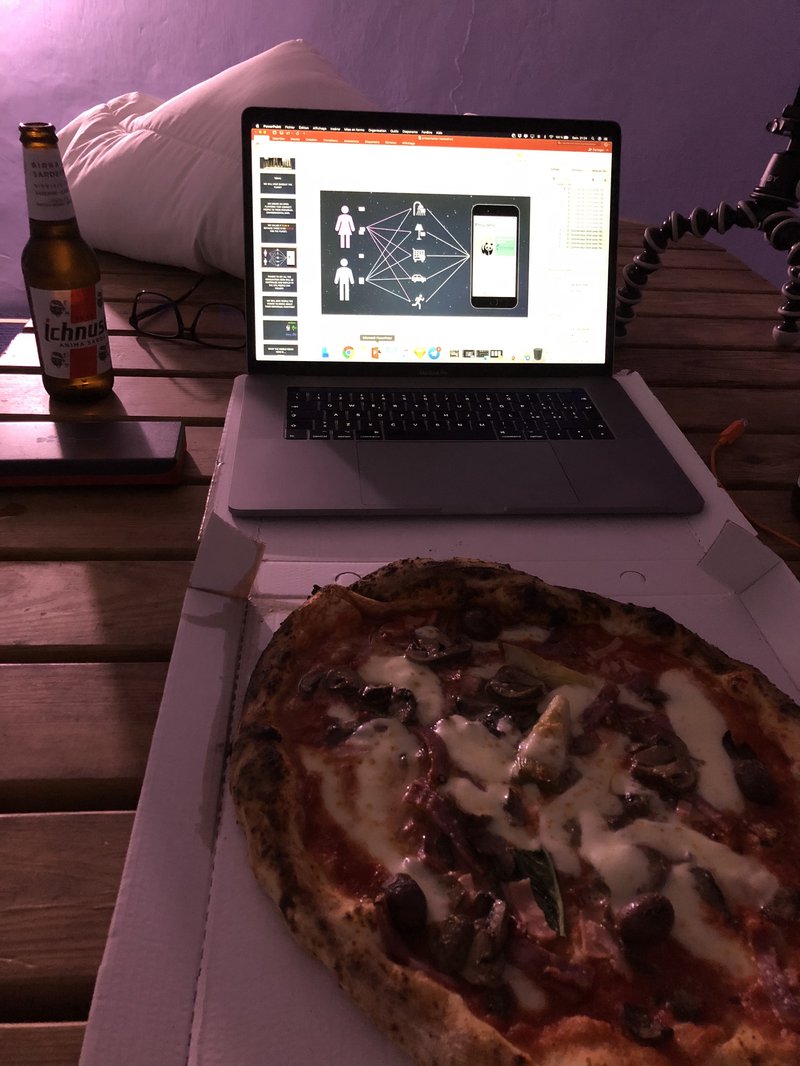 working on the presentation with the best pizza