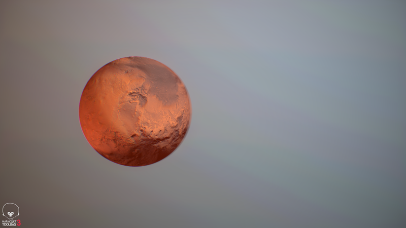 CG Render of Mars using the texture we created from NASA's telescopes.