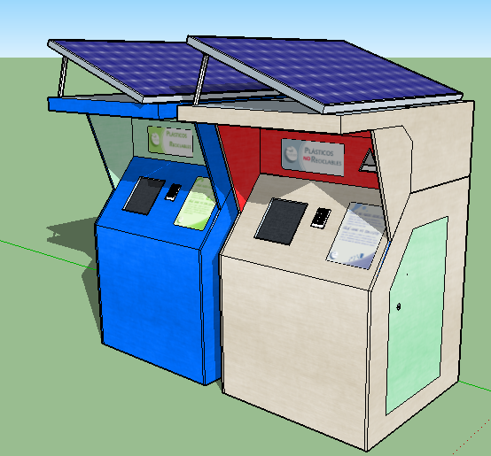 Modelo del contenedor de elementos plásticos reciclables y no reciclables.