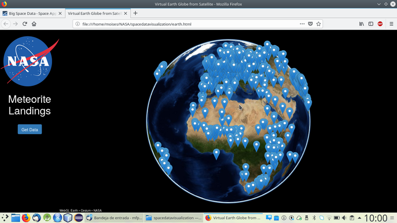 Meteorite Landings markers on Earth Virtual Globe